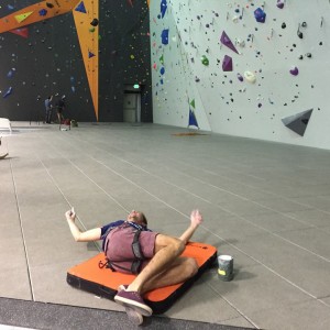 Rubber tiles in the roped climbing area