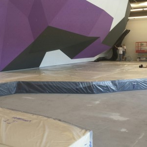 Bouldering flooring going in ...